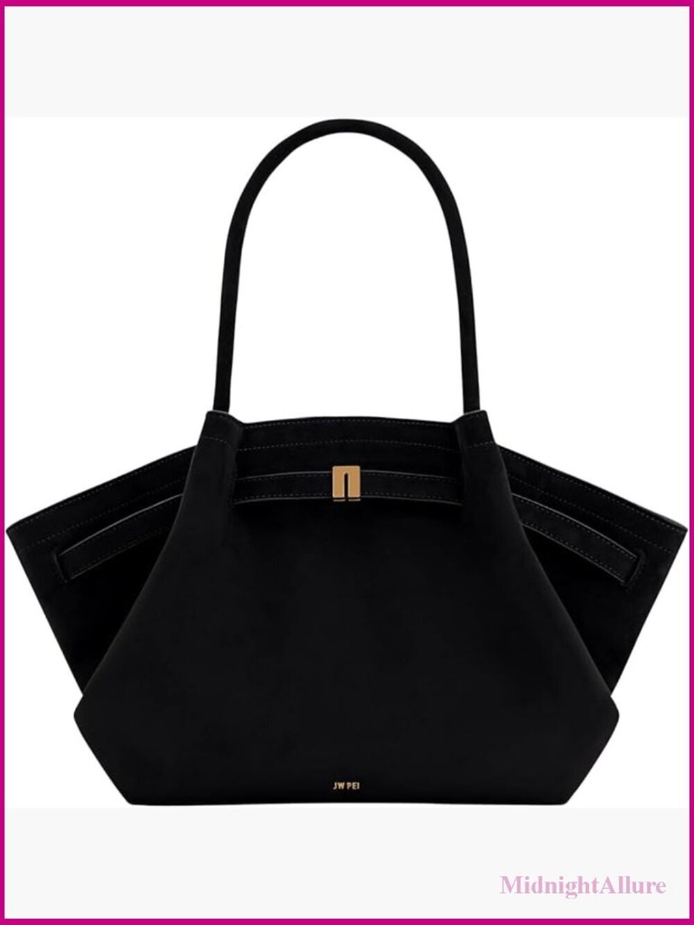Medium Tote Bag Faux Suede Magnetic Snap Closure